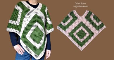 382 – Easy Crochet Granny Square Poncho – Only 4 Squares