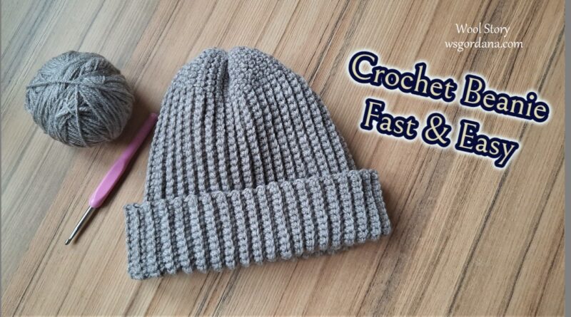 385 – How to Crochet Beautiful Ribbed Beanie for Beginners – Fast & Easy